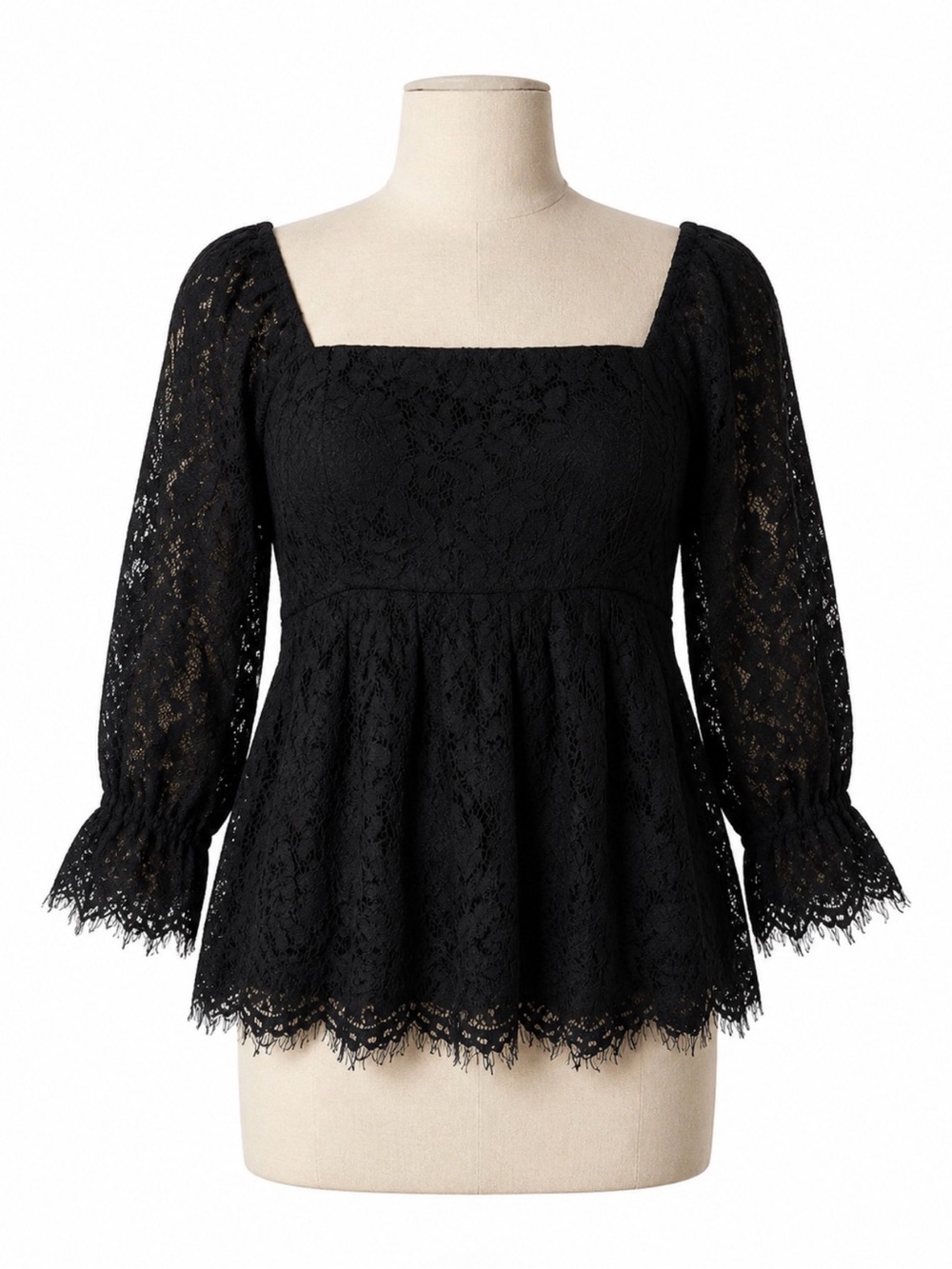 Pomander Place Daniella Black Lace Blouse Women's Large Whimsigoth Witchcore